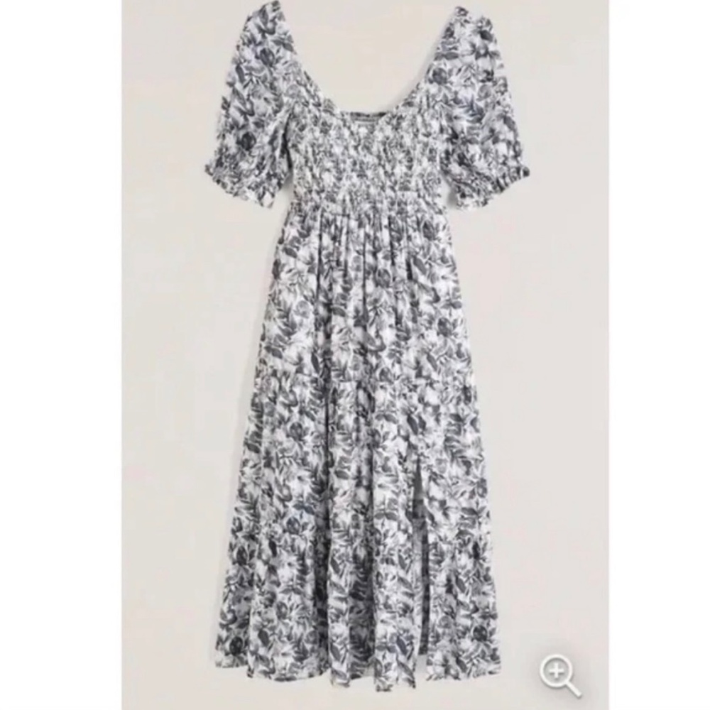 NWT Abercrombie XLT Short-Sleeve Smocked Midi Dress with Pockets